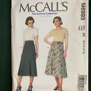 NEW McCall's M6993 Repro 1930s Skirt SewingPattern